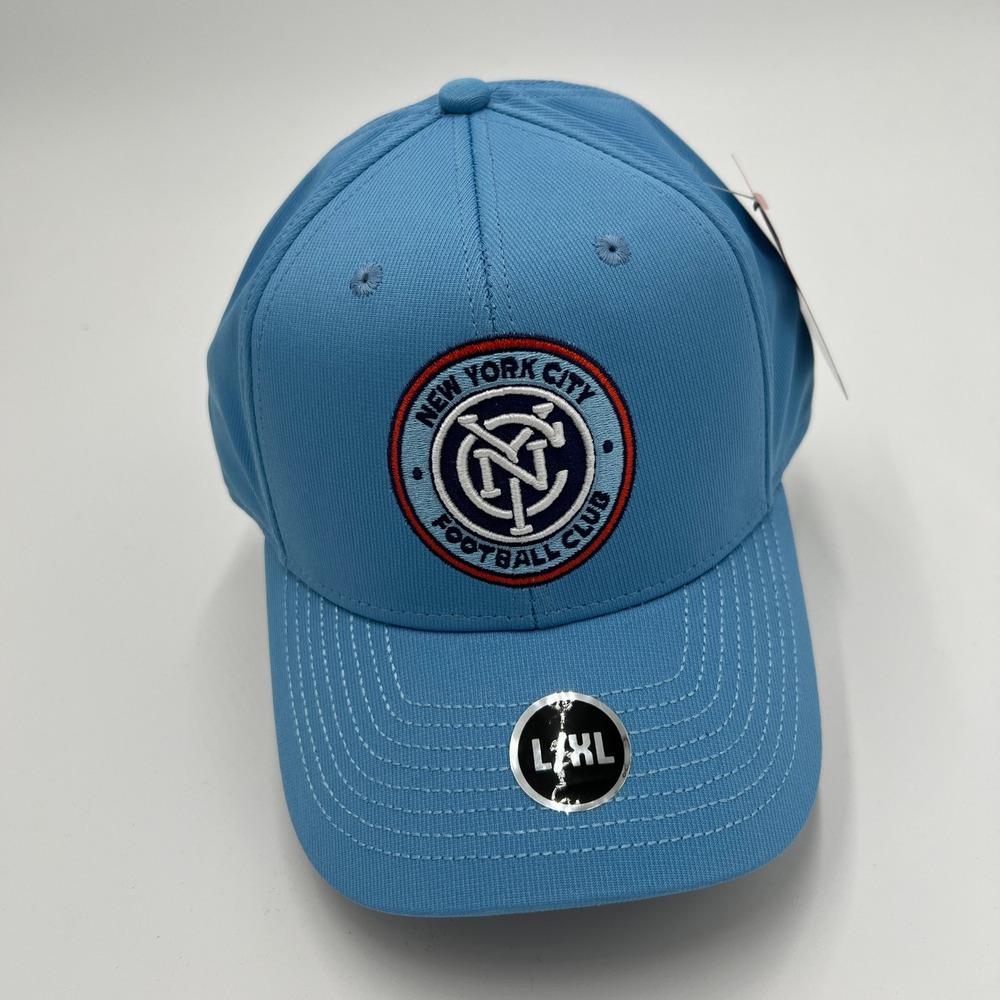 MLS New York City FC‎ NYCFC Baseball Cap Hat Sky Blue Superflex Stretch Fit L/XL